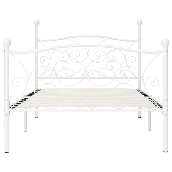 vidaXL Bed Frame without Mattress with Slatted Base White Metal 90x200 cm