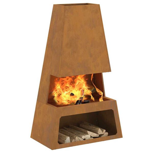 vidaXL Fire Pit Brown 60 x 35 x 100 cm Steel