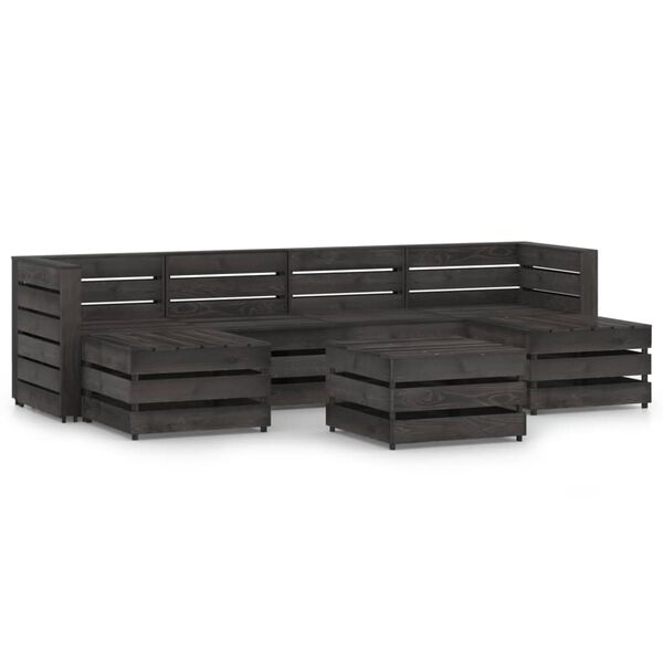 vidaXL 7 Piece Garden Lounge Set Grey Impregnated Pinewood