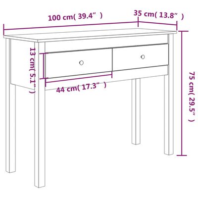 vidaXL Console Table Black 100x35x75 cm Solid Wood Pine
