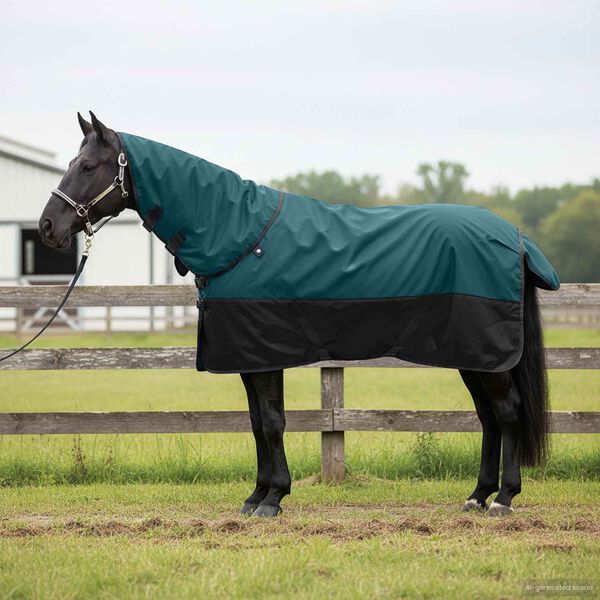 vidaXL Horse Blanket Dark Green and Black 125 cm Polyester