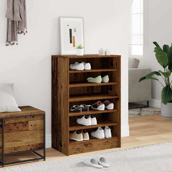 vidaXL Shoe Cabinet Old Wood 60x35x92 cm Engineered Wood