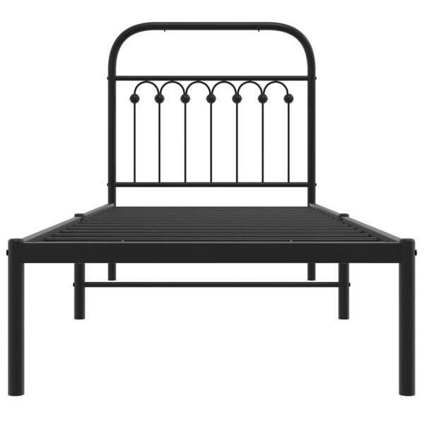 vidaXL Metal Bed Frame without Mattress with Headboard Black 75x190cm
