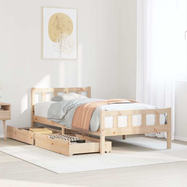 vidaXL Bed Frame without Mattress 100x200 cm Solid Wood Pine