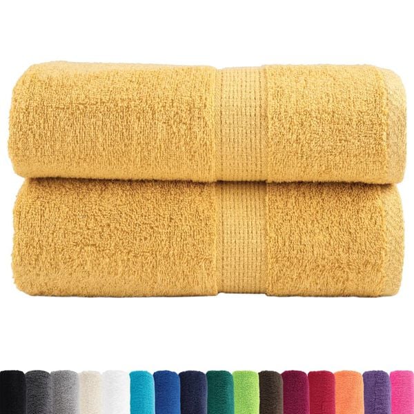 vidaXL Premium Wash Towels "SOLUND" 2 pcs Gold 30x30 cm 600 gsm