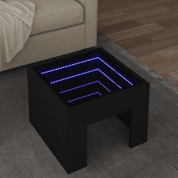vidaXL Coffee Table with Infinity LED Black 40x40x30 cm