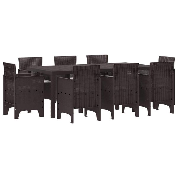 vidaXL Garden Dining Set 9 pcs Brown Polypropylene