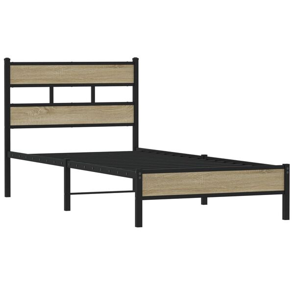 vidaXL Bed Frame without Mattress Sonoma Oak 107x203 cm Engineered Wood