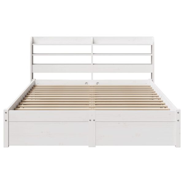 vidaXL Bed Frame with Headboard without Mattress White 150x200 cm King Size