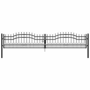 vidaXL Fence Gate KAMPEN with Spear Top Black 394.5x78 cm Steel