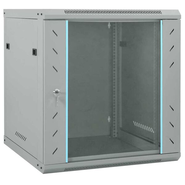 vidaXL Network Cabinet with Storage Grey 60 x 45 x 65 cm Steel