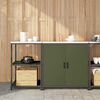 vidaXL Kitchen Storage Set with Shelf 2 pcs Olive Green Steel