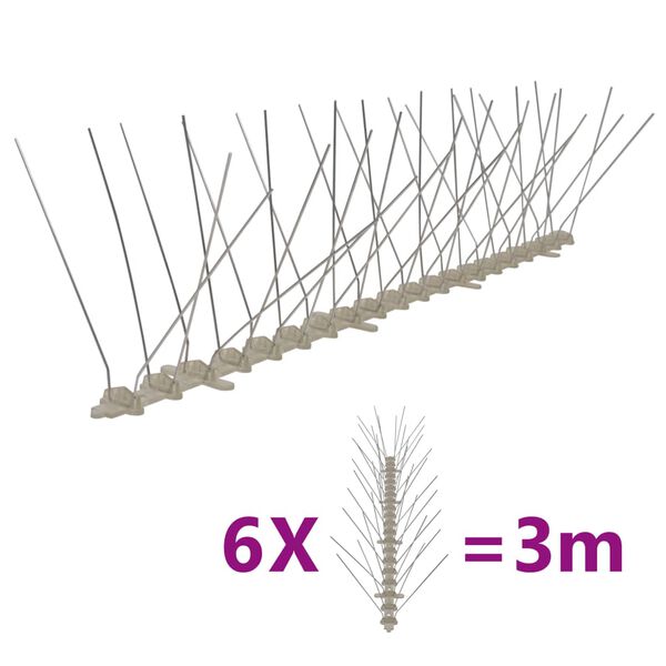 vidaXL 4-row Plastic Bird & Pigeon Spikes Set of 6 3 m