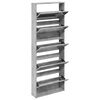 vidaXL Shoe Cabinet with Mirror 5-Layer Concrete Grey 63x17x169.5 cm
