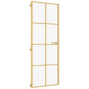 vidaXL Interior Door Slim Golden 76x201.5 cm Tempered Glass and Aluminium