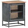 vidaXL Bedside Cabinet | Grey | Solid acacia wood, glass, steel | Medium