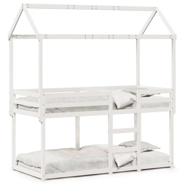vidaXL Bunk Bed without Mattress White 75x190 cm Small Single Solid Wood Pine