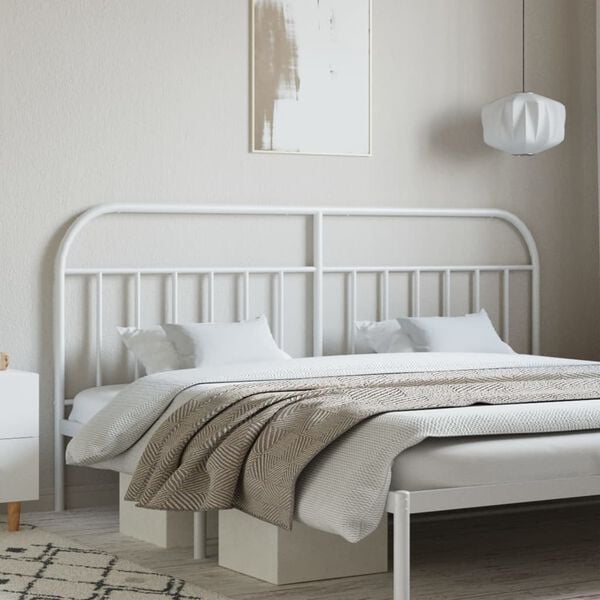 vidaXL Metal Replace Headboard White 200 cm