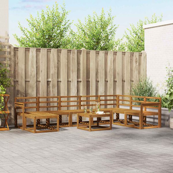 vidaXL Outdoor Sofa Set 9 pcs Natural Solid Acacia Wood