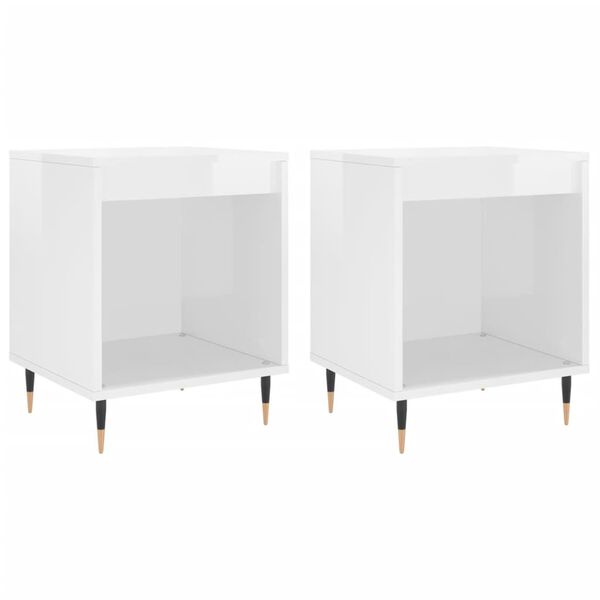 vidaXL Bedside Cabinets 2 pcs High Gloss White 40x35x50 cm Engineered Wood