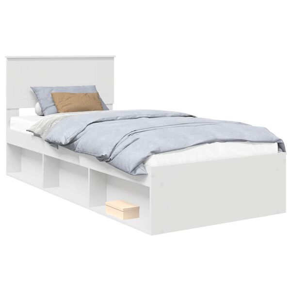 vidaXL Bed Frame with Headboard White 90 x 200 cm Solid Pine Wood