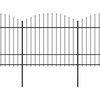 vidaXL Garden Fence with Spear Top Steel 359x175 cm Black