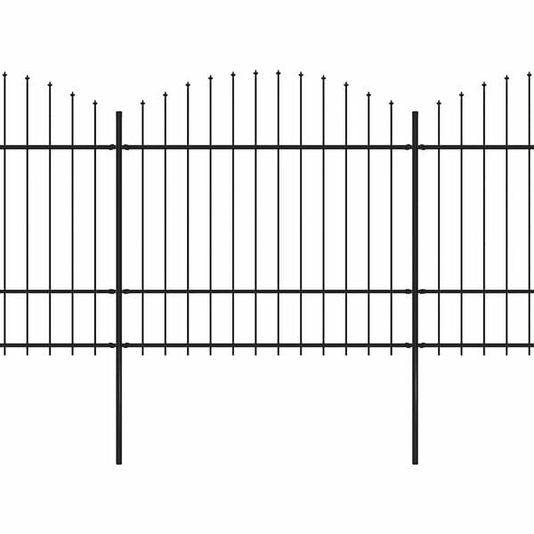 vidaXL Garden Fence with Spear Top Steel 359x175 cm Black