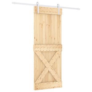 vidaXL Sliding Door Natural and White 80 x 210 cm Solid Pine Wood