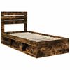 vidaXL Bed Frame with Headboard Smoked Oak 90 x 200 cm Solid Pine Wood