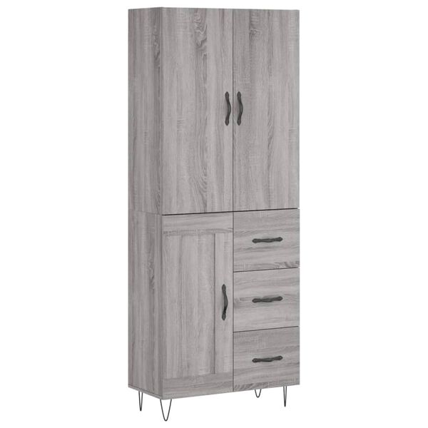 vidaXL Highboard Grey Sonoma 69.5x34x180 cm Engineered Wood