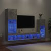 vidaXL 4 Piece TV Wall Units with LED Concrete Grey Engineered Wood