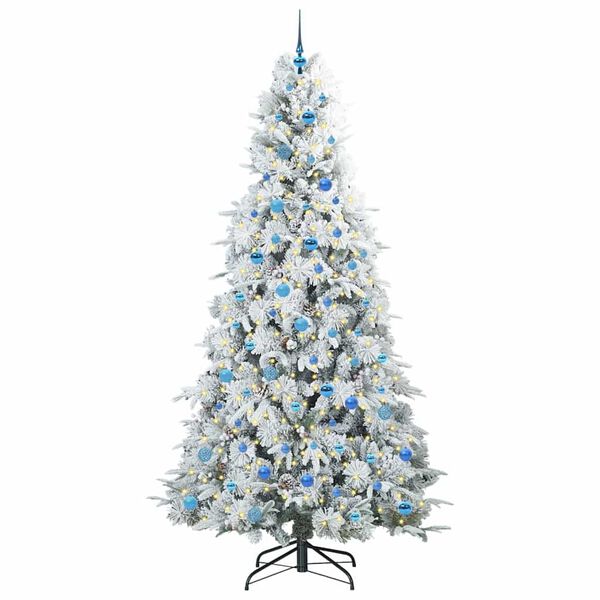 vidaXL Artificial Hinged Christmas Tree White 240 cm PE and PVC