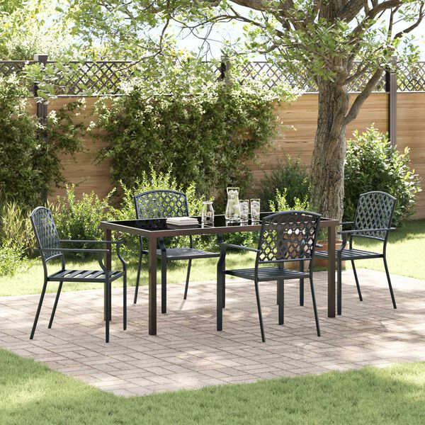 vidaXL Garden Dining Set 5 pcs Anthracite Powder-Coated Steel