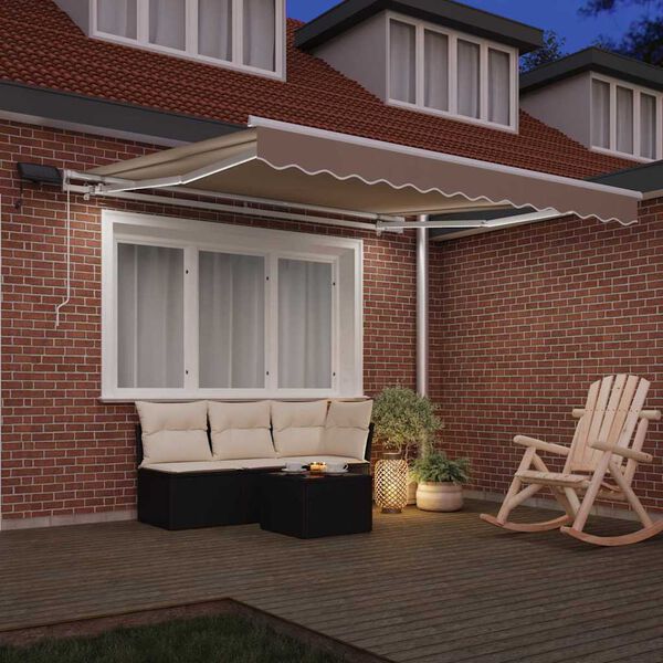 vidaXL Retractable Awning Manual Beige 350 x 250 cm Fabric and Steel