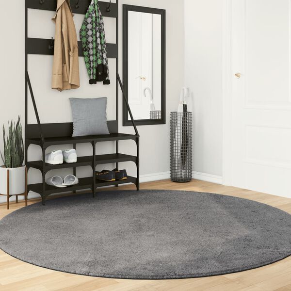 vidaXL Rug HUARTE Short Pile Soft and Washable Anthracite Ø 200 cm