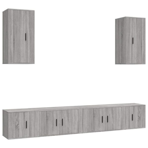 vidaXL 6 Piece TV Cabinet Set Grey Sonoma Engineered Wood