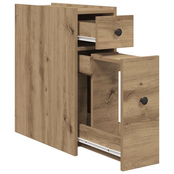 vidaXL Narrow Bathroom Cupboard with Wheels Artisian Oak Engineered Wood