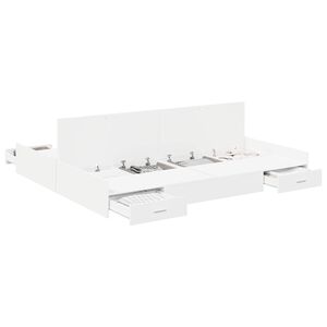 vidaXL Storage Bed Frame White 200 x 200 cm Engineered Wood
