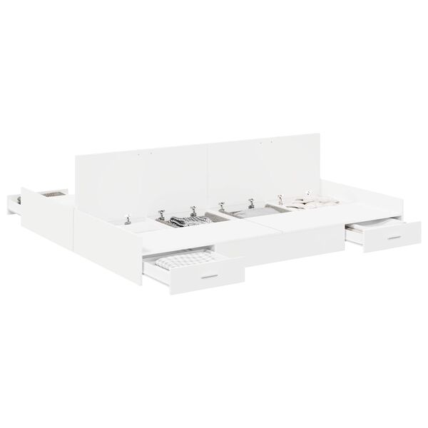 vidaXL Storage Bed Frame White 200 x 200 cm Engineered Wood