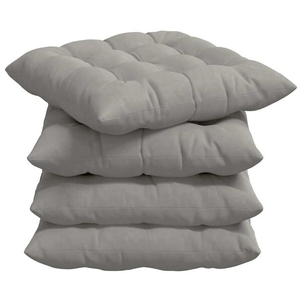 vidaXL Seat Cushions 4 pcs Light Grey 40 x 40 x 6 cm Microfibre