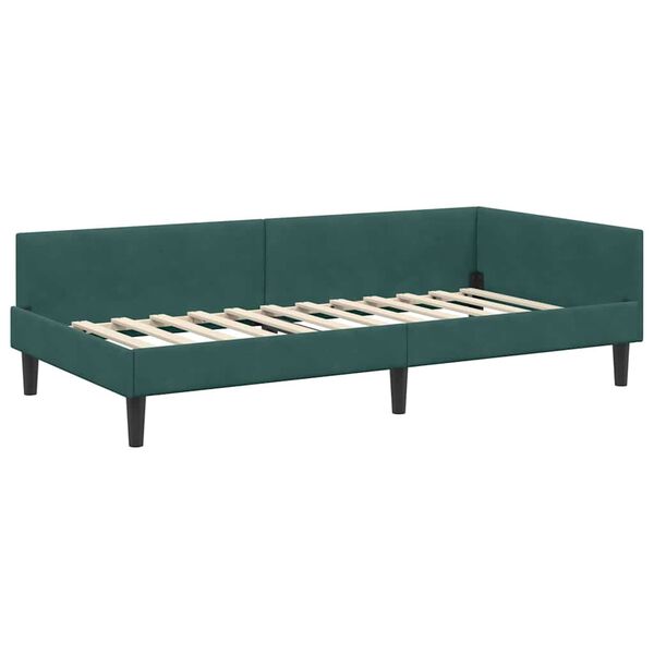 vidaXL Corner Bed Frame Dark Green 80 cm x 200 cm Velvet