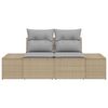 vidaXL Garden Sofa Beige 123 x 62 x 69cm Poly Rattan