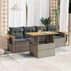 vidaXL 5 Piece Garden Sofa Set with Cushions Grey Poly Rattan Acacia