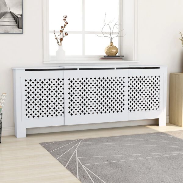 vidaXL MDF Radiator Cover White 205 cm