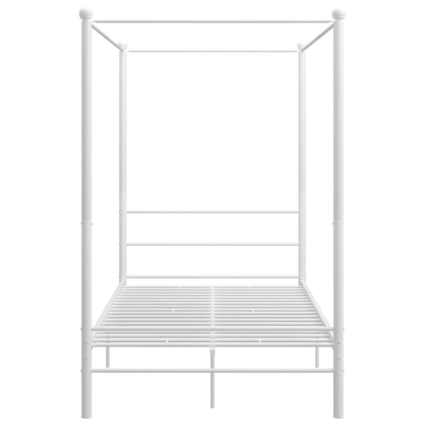 vidaXL Canopy Bed Frame without Mattress White Metal 120x200 cm