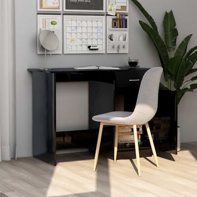vidaXL Desk High Gloss Black 100x50x76 cm Engineered Wood