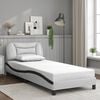vidaXL Bed Frame with LED without Mattress "Hvar" White and Black 80x200 cm