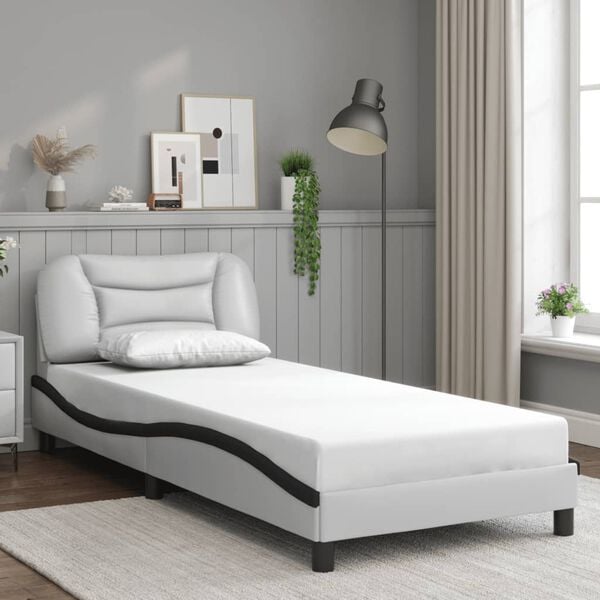 vidaXL Bed Frame with LED without Mattress "Hvar" White and Black 80x200 cm