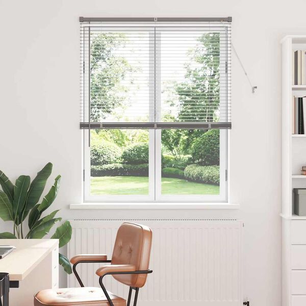 vidaXL Window Blind with Curtains Manual Silver Aluminium
