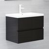 vidaXL Bathroom Furniture Set High Gloss Black Engineered Wood